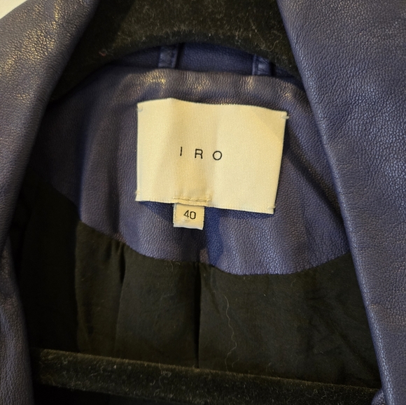 Iro Paris Blue Leather Moto Jacket Size Italian 40 - Picture 5 of 16